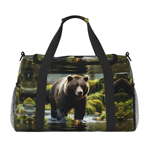 Große Handreisetasche mit braunem Bären-Aufdruck, wasserdichte Tragetasche für Damen, Seesack, Sport, Fitnessstudio für Herren von LiuMng