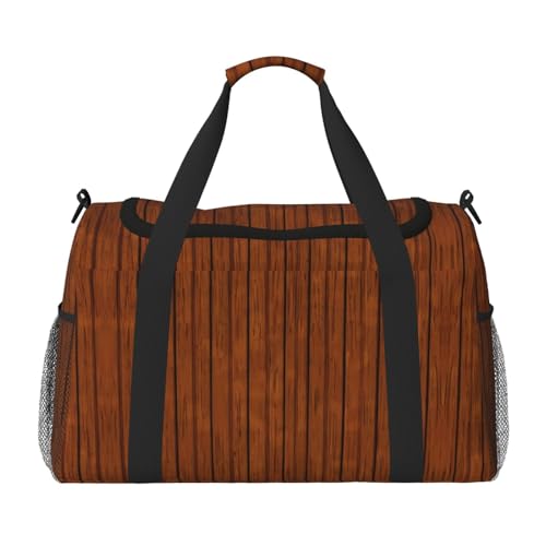 Große Handreisetasche mit braunem Holzmuster, wasserdichte Tragetasche für Damen, Seesack, Sport, Fitnessstudio für Herren von LiuMng