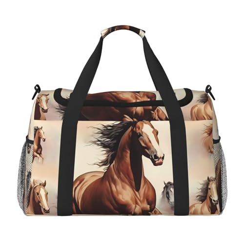 Große Handreisetasche mit braunem Pferdemotiv, wasserdichte Tragetasche für Damen, Seesack, Sport, Fitnessstudio für Herren Große Handreisetasche mit braunem Pferdemotiv, wasserdichte Tragetasche für Damen, Seesack, Sport, Fitnessstudio für Herren von LiuMng
