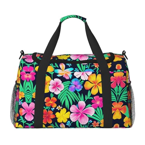 Große Handreisetasche mit buntem Blumendruck, wasserdichte Tragetasche für Damen, Seesack, Sport, Fitnessstudio für Herren von LiuMng