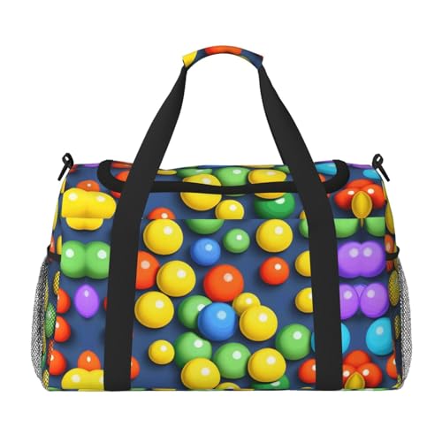Große Handreisetasche mit bunten Kugeln, wasserdichte Tragetasche für Damen, Seesack, Sport, Fitnessstudio für Herren Große Handreisetasche mit bunten Kugeln, wasserdichte Tragetasche für Damen, Seesack, Sport, Fitnessstudio für Herren von LiuMng