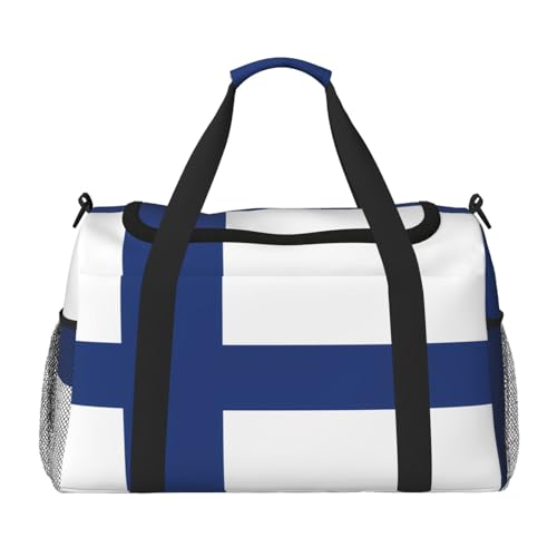 Große Handreisetasche mit finnischer Flagge, wasserdichte Tragetasche für Damen, Seesack, Sport, Fitnessstudio für Herren von LiuMng