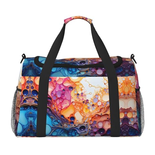 Große Handreisetasche mit mehrfarbigem Marmorierdruck, wasserdichte Tragetasche für Damen, Seesack, Sport, Fitnessstudio für Herren von LiuMng