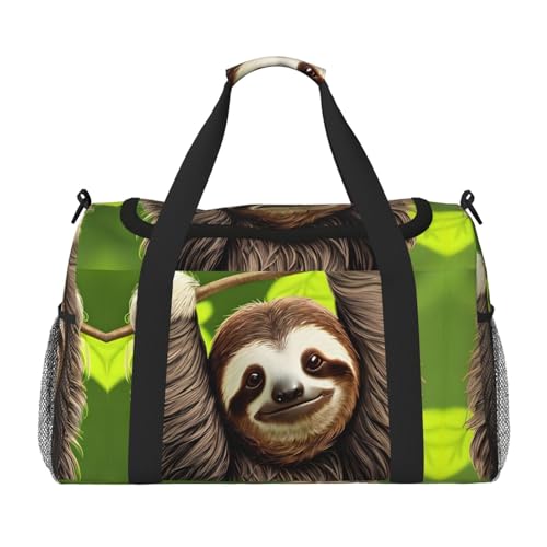 Große Handreisetasche mit niedlichem Faultier-Druck, wasserdichte Tragetasche für Damen, Seesack, Sport, Fitnessstudio für Herren von LiuMng