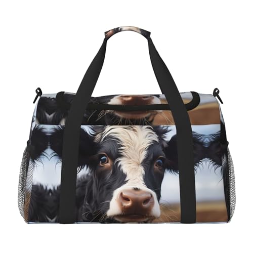Große Handreisetasche mit niedlichem Kuhdruck, wasserdichte Tragetasche für Damen, Seesack, Sport, Fitnessstudio für Herren von LiuMng