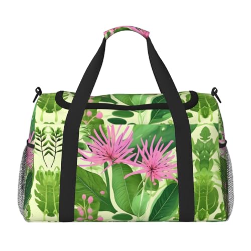 Große Handreisetasche mit pinkem Blumendruck, wasserdichte Tragetasche für Damen, Seesack, Sport, Fitnessstudio für Herren von LiuMng
