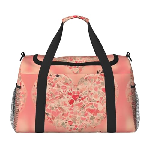 Große Handreisetasche mit rotem Herz-Blumendruck, wasserdichte Tragetasche für Damen, Seesack, Sport, Fitnessstudio für Herren Große Handreisetasche mit rotem Herz-Blumendruck, wasserdichte Tragetasche für Damen, Seesack, Sport, Fitnessstudio für Herren von LiuMng