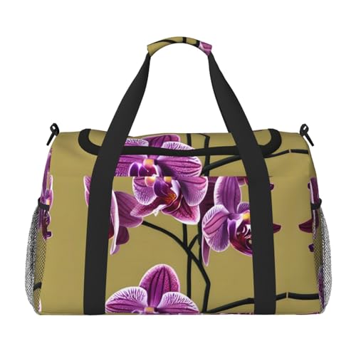 Große Handreisetasche mit schönem Orchideen-Druck, wasserdichte Tragetasche für Damen, Seesack, Sport, Fitnessstudio für Herren von LiuMng