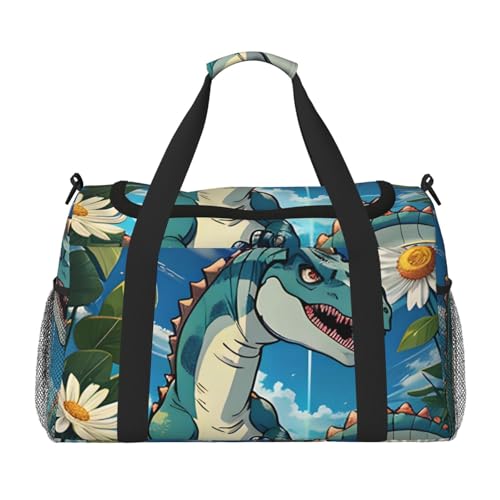Große Handreisetasche mit süßem Dinosaurier-Druck, wasserdichte Tragetasche für Damen, Seesack, Sport, Fitnessstudio für Herren von LiuMng