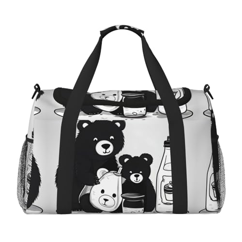 Große Handreisetasche mit süßem Milchflaschen-Bär-Druck, wasserdichte Tragetasche für Damen, Seesack, Sport, Fitnessstudio für Herren von LiuMng