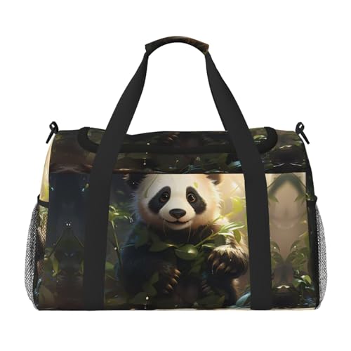 Große Handreisetasche mit süßem Panda-Pflanzendruck, wasserdichte Tragetasche für Damen, Seesack, Sport, Fitnessstudio für Herren von LiuMng