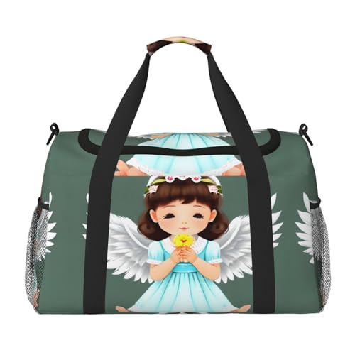 Große Handreisetasche mit süßem kleinen Engel-Aufdruck, wasserdichte Tragetasche für Damen, Seesack, Sport, Fitnessstudio für Herren von LiuMng