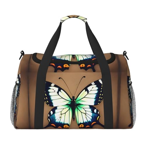 Große Handreisetasche mit süßem kleinen Schmetterlings-Aufdruck, wasserdichte Tragetasche für Damen, Seesack, Sport, Fitnessstudio für Herren von LiuMng