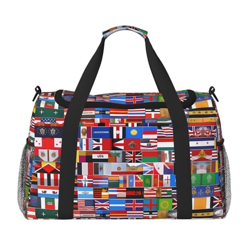 Große Handreisetasche mit verschiedenen Flaggen, wasserdichte Tragetasche für Damen, Seesack, Sport, Fitnessstudio für Herren von LiuMng