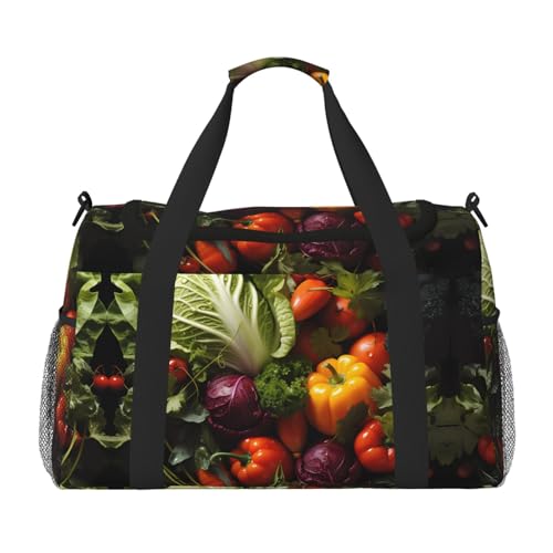 Große Handreisetasche mit viel frischem Gemüse, wasserdichte Tragetasche für Damen, Seesack, Sport, Fitnessstudio für Herren Große Handreisetasche mit viel frischem Gemüse, wasserdichte Tragetasche für Damen, Seesack, Sport, Fitnessstudio für Herren von LiuMng