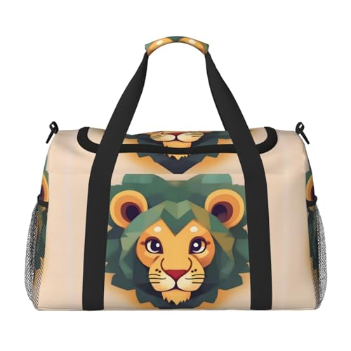Große Reisetasche mit Cartoon-Löwen-Druck, wasserdichte Tragetasche für Damen, Seesack, Sport, Fitnessstudio für Herren Große Reisetasche mit Cartoon-Löwen-Druck, wasserdichte Tragetasche für Damen, Seesack, Sport, Fitnessstudio für Herren von LiuMng