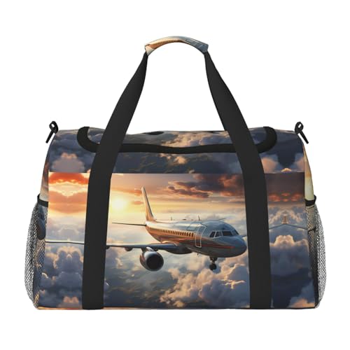 Große Reisetasche mit Flugzeugen und Aufdruck, wasserdichte Tragetasche für Damen, Seesack, Sport, Fitnessstudio für Herren von LiuMng