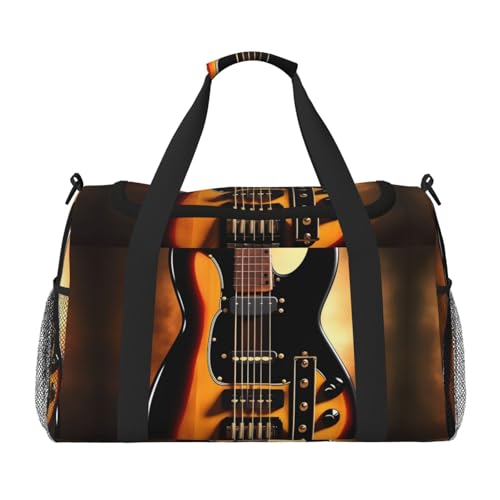 Große Reisetasche mit Instrumental-Gitarren-Druck, wasserdichte Tragetasche für Damen, Seesack, Sport, Fitnessstudio für Herren Große Reisetasche mit Instrumental-Gitarren-Druck, wasserdichte Tragetasche für Damen, Seesack, Sport, Fitnessstudio für Herren von LiuMng