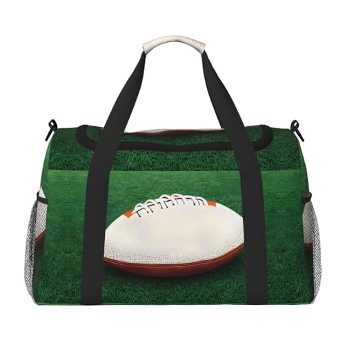 Große Reisetasche mit Rugbyball-Aufdruck, wasserdicht, für Damen, Seesack, Sport, Fitnessstudio für Herren, Weiß von LiuMng