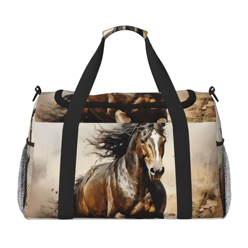 Große Reisetasche mit Westernpferd-Aufdruck, wasserdichte Tragetasche für Damen, Seesack, Sport, Fitnessstudio für Herren Große Reisetasche mit Westernpferd-Aufdruck, wasserdichte Tragetasche für Damen, Seesack, Sport, Fitnessstudio für Herren von LiuMng