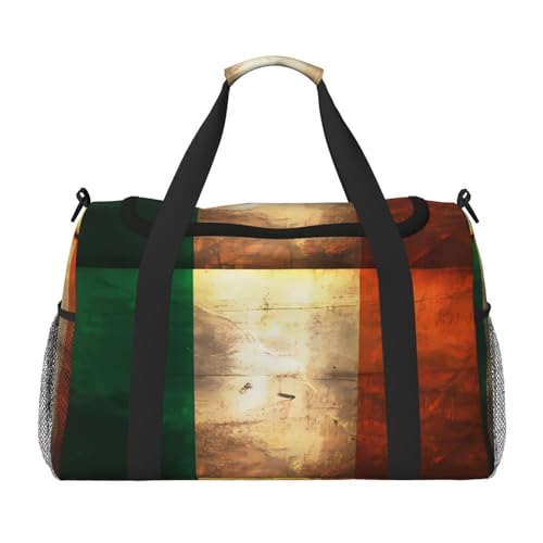 Große Retro-Reisetasche mit irischem Flaggen-Druck, wasserdichte Tragetasche für Damen, Seesack, Sport, Fitnessstudio für Herren Große Retro-Reisetasche mit irischem Flaggen-Druck, wasserdichte Tragetasche für Damen, Seesack, Sport, Fitnessstudio für Herren von LiuMng