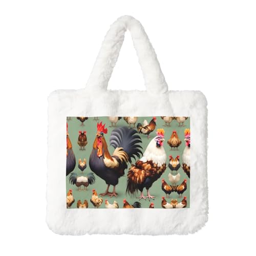 Hahn und Huhn Plüsch Handtasche: Damen Flauschige Schultertasche - Herbst/Winter Tote Crossbody Tasche Münztasche Geldbörse Hahn und Huhn Plüsch Handtasche: Damen Flauschige Schultertasche - Herbst/Winter Tote Crossbody Tasche Münztasche Geldbörse von LiuMng