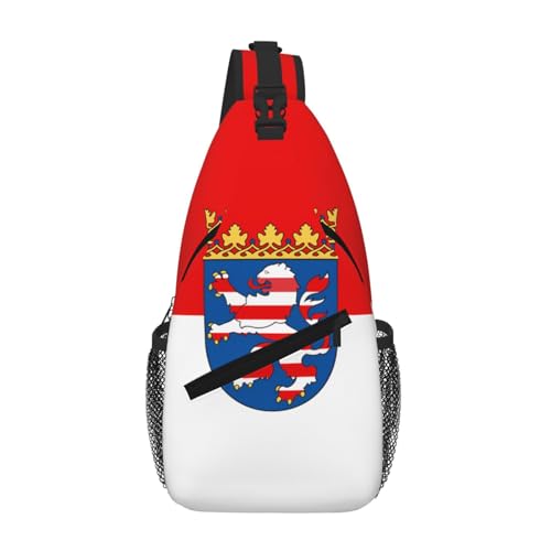 Herren Cross Brusttasche diagonal Flagge von Hessen Print Sling Crossbody Brust Daypack Satchel für Wandern Reisen Herren Cross Brusttasche diagonal Flagge von Hessen Print Sling Crossbody Brust Daypack Satchel für Wandern Reisen von LiuMng