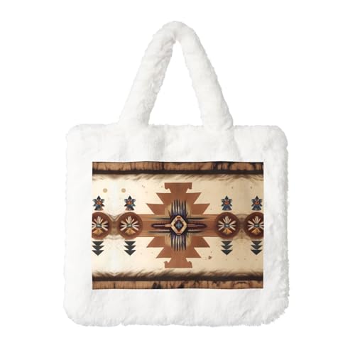 Indianer-Muster Plüsch-Handtasche: flauschige Damen-Umhängetasche, Herbst/Winter, Umhängetasche, Münztasche, Geldbörse Indianer-Muster Plüsch-Handtasche: flauschige Damen-Umhängetasche, Herbst/Winter, Umhängetasche, Münztasche, Geldbörse von LiuMng