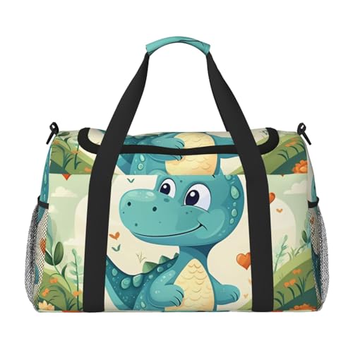 Kleine Dinosaurier in grünem Gras-Druck, große Handtasche, wasserdichte Tragetasche für Damen, Seesack, Sport, Fitnessstudio für Herren Kleine Dinosaurier in grünem Gras-Druck, große Handtasche, wasserdichte Tragetasche für Damen, Seesack, Sport, Fitnessstudio für Herren von LiuMng