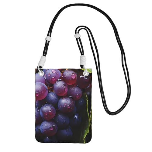Kleine Umhängetasche, Motiv: frische Trauben, niedlich, trägt eine mobile Geldbörse diagonal, zum Einkaufen, Spazierengehen, Schwarz, Schwarz, Einheitsgröße, Tragen Sie eine Handytasche diagonal Kleine Umhängetasche, Motiv: frische Trauben, niedlich, trägt eine mobile Geldbörse diagonal, zum Einkaufen, Spazierengehen, Schwarz, Schwarz, Einheitsgröße, Tragen Sie eine Handytasche diagonal von LiuMng