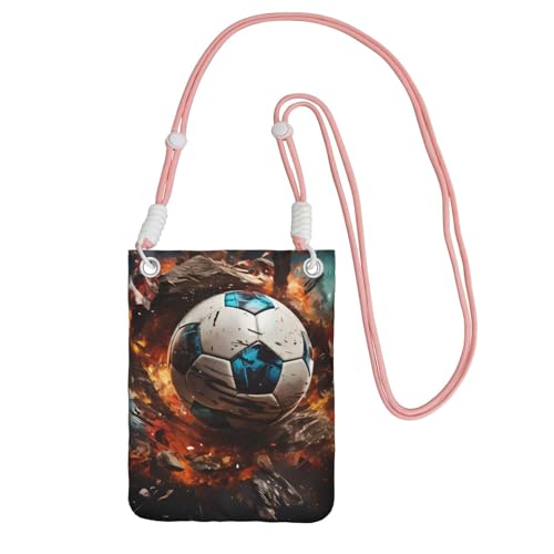 Kleine Umhängetasche mit Feuerwerkskörper-Fußball-Druck, niedlich, tragen Sie eine Handytasche, diagonal, zum Einkaufen, Spazierengehen, Rosa, Einheitsgröße von LiuMng