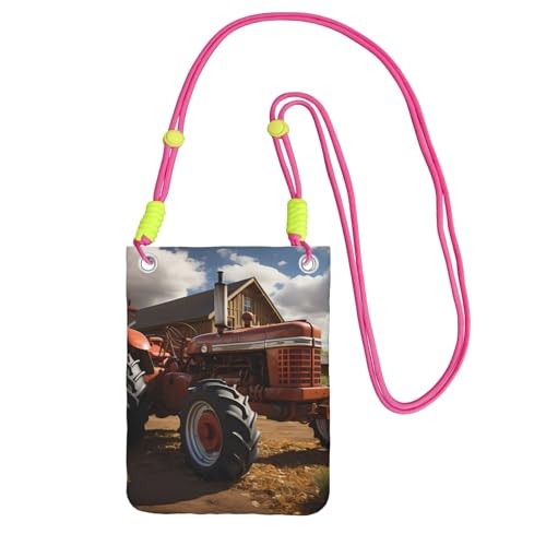 Kleine Umhängetasche mit Traktor-Druck, niedlich, tragen Sie eine mobile Geldbörse diagonal, zum Einkaufen, Spazierengehen, Schwarz / Rot, Fuchusia, Einheitsgröße Kleine Umhängetasche mit Traktor-Druck, niedlich, tragen Sie eine mobile Geldbörse diagonal, zum Einkaufen, Spazierengehen, Schwarz / Rot, Fuchusia, Einheitsgröße von LiuMng