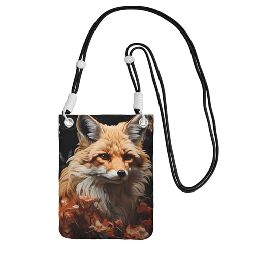 Kleine Umhängetasche mit schwarzem Fuchs- und Blumendruck, niedlich, tragen Sie eine mobile Geldbörse diagonal, zum Einkaufen, Spazierengehen, Schwarz, Einheitsgröße Kleine Umhängetasche mit schwarzem Fuchs- und Blumendruck, niedlich, tragen Sie eine mobile Geldbörse diagonal, zum Einkaufen, Spazierengehen, Schwarz, Einheitsgröße von LiuMng