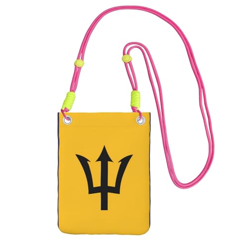 Kleine Umhängetasche mit schwarzer Flagge von Barbados, niedlich, tragen Sie eine Handytasche diagonal, zum Einkaufen, Spazierengehen, Fuchusia, Einheitsgröße von LiuMng