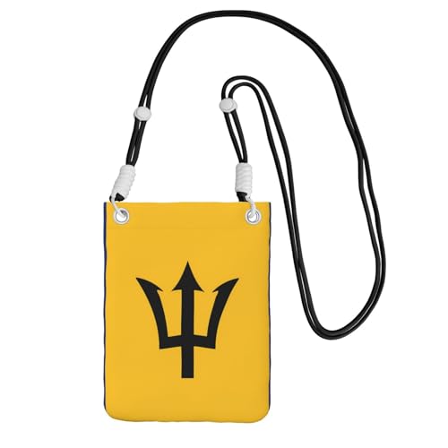 Kleine Umhängetasche mit schwarzer Flagge von Barbados, niedlich, tragen Sie eine Handytasche diagonal, zum Einkaufen, Spazierengehen, Schwarz, Einheitsgröße von LiuMng