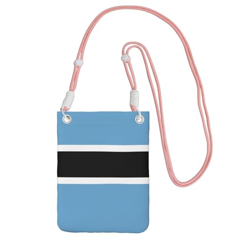 Kleine Umhängetasche mit schwarzer Flagge von Botswana, niedlich, trägt eine mobile Geldbörse diagonal, zum Einkaufen, Spazierengehen, Pink, Einheitsgröße, Tragen Sie eine Handytasche diagonal von LiuMng