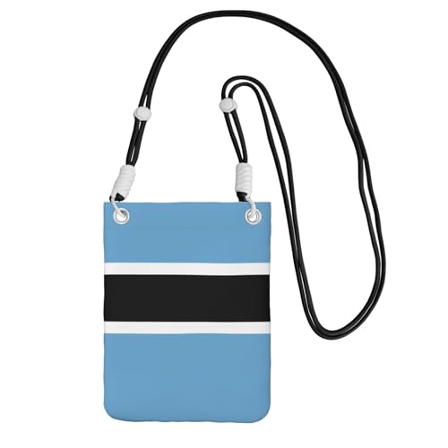 Kleine Umhängetasche mit schwarzer Flagge von Botswana, niedlich, trägt eine mobile Geldbörse diagonal, zum Einkaufen, Spazierengehen, Schwarz, Einheitsgröße von LiuMng