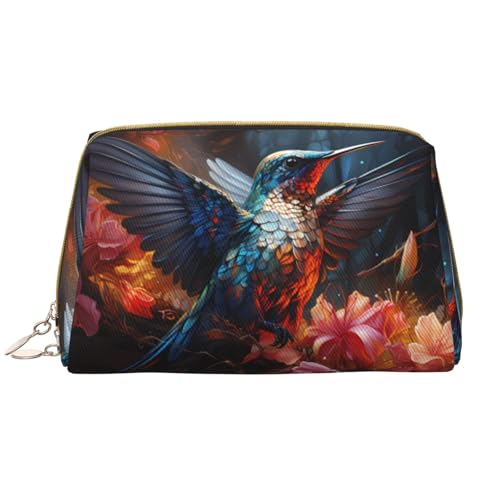 Kolibri-Make-up-Tasche für Damen, großes Fassungsvermögen, Reise-Kosmetiktasche, PU-Leder, Reißverschluss, tragbar, weit geöffnet, Organizer Kolibri-Make-up-Tasche für Damen, großes Fassungsvermögen, Reise-Kosmetiktasche, PU-Leder, Reißverschluss, tragbar, weit geöffnet, Organizer von LiuMng