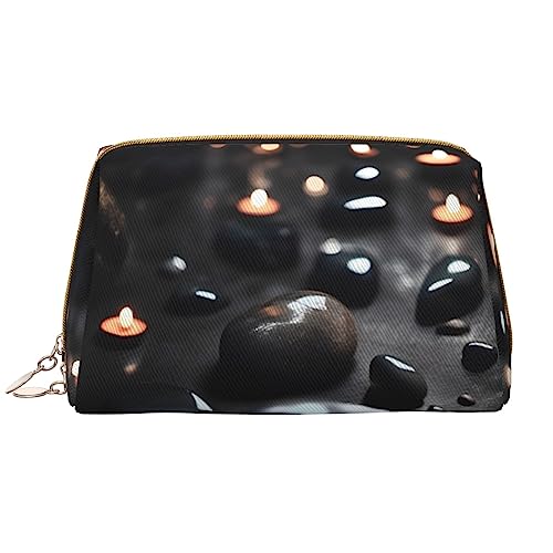 Kosmetiktasche für Damen, Motiv: Mystery Heart Stone – großes Fassungsvermögen, Reise-Kosmetiktasche, PU-Leder, Reißverschluss, tragbar, weit geöffneter Organizer von LiuMng