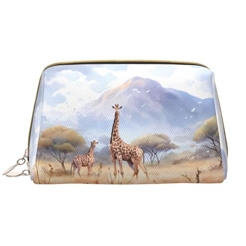 Kosmetiktasche für Damen, Motiv: afrikanische Savannen-Giraffe, großes Fassungsvermögen, Reise-Kosmetiktasche, PU-Leder, mit Reißverschluss, tragbar, weit geöffneter Organizer Kosmetiktasche für Damen, Motiv: afrikanische Savannen-Giraffe, großes Fassungsvermögen, Reise-Kosmetiktasche, PU-Leder, mit Reißverschluss, tragbar, weit geöffneter Organizer von LiuMng