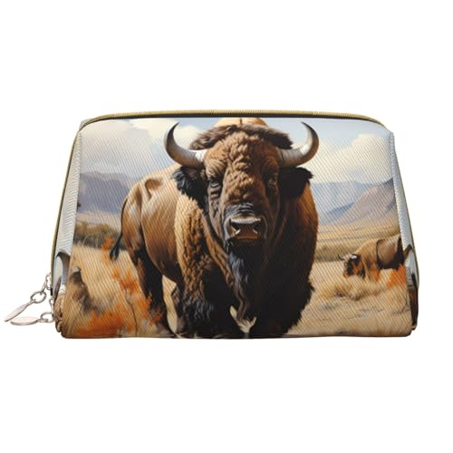 Kosmetiktasche für Damen, Motiv: nordamerikanische Bisonherde, großes Fassungsvermögen, Reise-Kosmetiktasche, PU-Leder, mit Reißverschluss, tragbar, weit geöffneter Organizer Kosmetiktasche für Damen, Motiv: nordamerikanische Bisonherde, großes Fassungsvermögen, Reise-Kosmetiktasche, PU-Leder, mit Reißverschluss, tragbar, weit geöffneter Organizer von LiuMng
