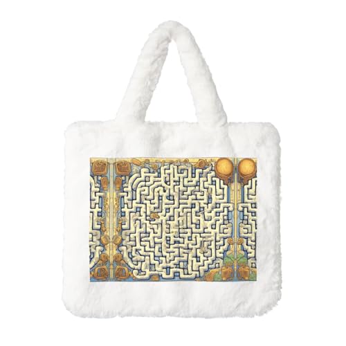 Labyrinth Schatzkarte Plüsch Handtasche: flauschige Damen Schultertasche - Herbst/Winter Tote Crossbody Tasche Münztasche Geldbörse Labyrinth Schatzkarte Plüsch Handtasche: flauschige Damen Schultertasche - Herbst/Winter Tote Crossbody Tasche Münztasche Geldbörse von LiuMng