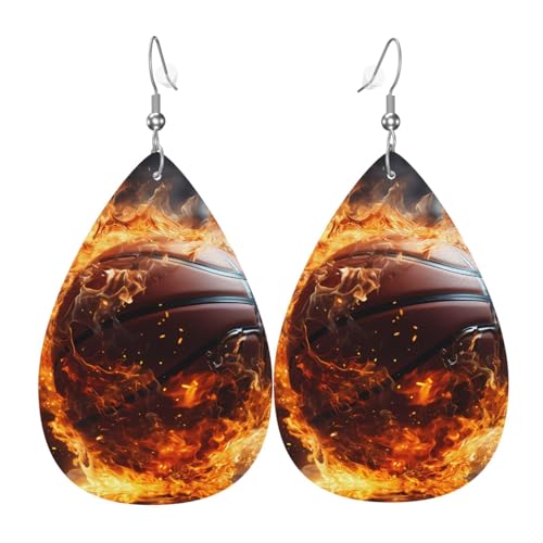 Leder-Ohrringe in Tropfenform für Damen, Basketball auf Feuer und Wasserflammenspritzer, leicht, hängender Ohrringe, Modeschmuck, Geschenk Leder-Ohrringe in Tropfenform für Damen, Basketball auf Feuer und Wasserflammenspritzer, leicht, hängender Ohrringe, Modeschmuck, Geschenk von LiuMng