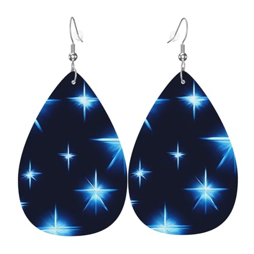 Leder-Ohrringe in Tropfenform für Damen, Cartoon-blauer Sternendruck, leicht, Modeschmuck, Geschenk Leder-Ohrringe in Tropfenform für Damen, Cartoon-blauer Sternendruck, leicht, Modeschmuck, Geschenk von LiuMng