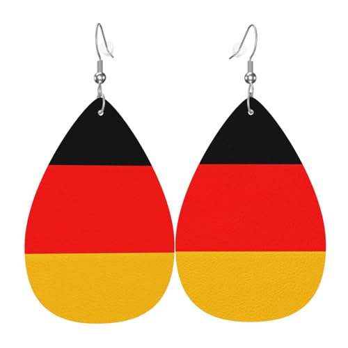 Leder-Ohrringe in Tropfenform für Damen, Deutschlandflagge, leicht, hängender Ohrhänger, Modeschmuck, Geschenk Leder-Ohrringe in Tropfenform für Damen, Deutschlandflagge, leicht, hängender Ohrhänger, Modeschmuck, Geschenk von LiuMng