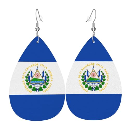 Leder-Ohrringe in Tropfenform für Damen, El Salvador Druck, leicht, hängender Ohrring, Modeschmuck, Geschenk Leder-Ohrringe in Tropfenform für Damen, El Salvador Druck, leicht, hängender Ohrring, Modeschmuck, Geschenk von LiuMng