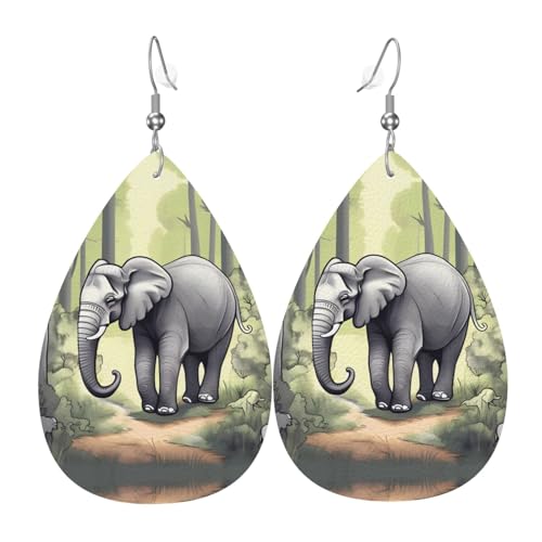 Leder-Ohrringe in Tropfenform für Damen, Elefanten-Druck, leicht, Modeschmuck, Geschenk Leder-Ohrringe in Tropfenform für Damen, Elefanten-Druck, leicht, Modeschmuck, Geschenk von LiuMng