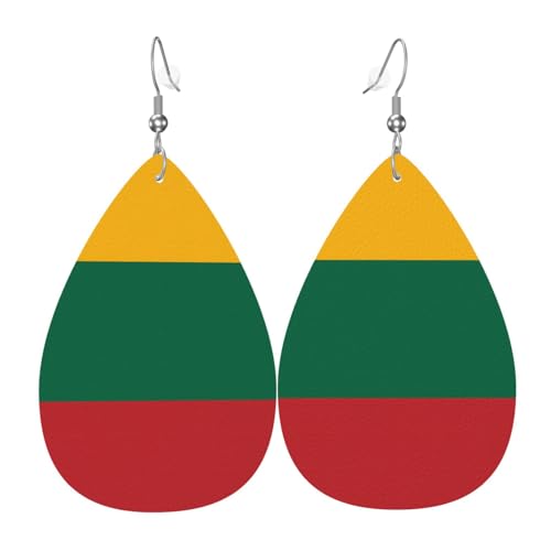 Leder-Ohrringe in Tropfenform für Damen, Flagge von Litauen, leichte Hängeohrringe, Modeschmuck, Geschenk Leder-Ohrringe in Tropfenform für Damen, Flagge von Litauen, leichte Hängeohrringe, Modeschmuck, Geschenk von LiuMng