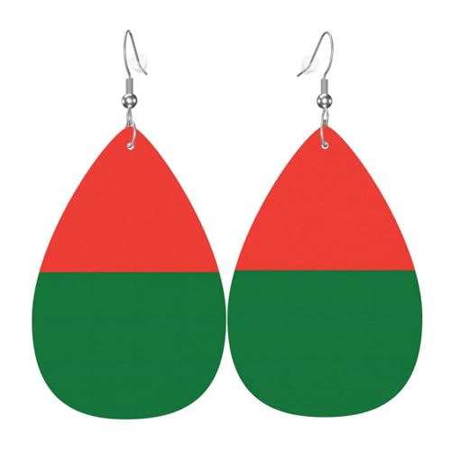Leder-Ohrringe in Tropfenform für Damen, Flagge von Madagaskar, leicht, Modeschmuck, Geschenk Leder-Ohrringe in Tropfenform für Damen, Flagge von Madagaskar, leicht, Modeschmuck, Geschenk von LiuMng