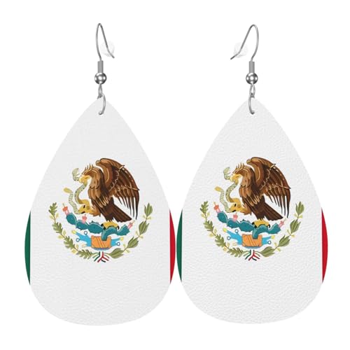Leder-Ohrringe in Tropfenform für Damen, Flagge von Mexiko, leicht, Modeschmuck, Geschenk Leder-Ohrringe in Tropfenform für Damen, Flagge von Mexiko, leicht, Modeschmuck, Geschenk von LiuMng